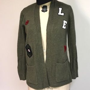 LIBBY EDELMAN olive patch cardigan sweater